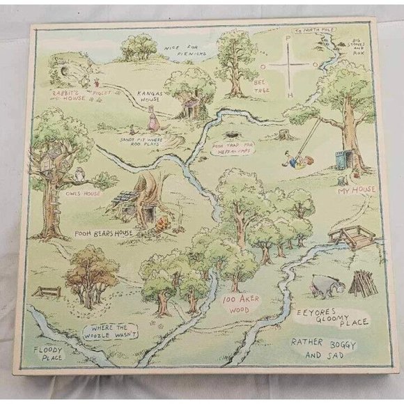 *Rare* Winnie the Pooh Hundred Acre Wood Map from Disney collab with Hal… - Picture 1 of 11